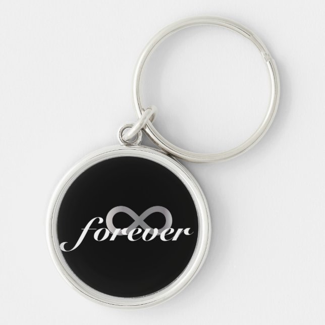 Porte-clés Symbole argenté d'infini avec le mot pour toujours (Devant)