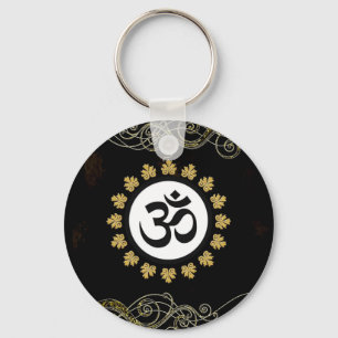 Porte-clés Symbole Aum Méditation Mantra Noir et Or