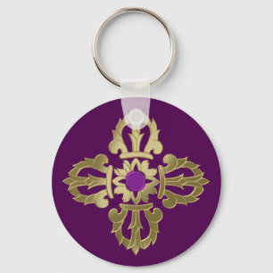 Porte-clés Symbole bouddhiste doré Vajra