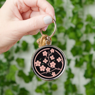 Porte-clés Symbole cerisier, minimalisme, rose