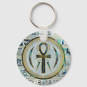 Porte-clés Symbole croisé d'Ankh d'Egyptien de Shell d'ormeau