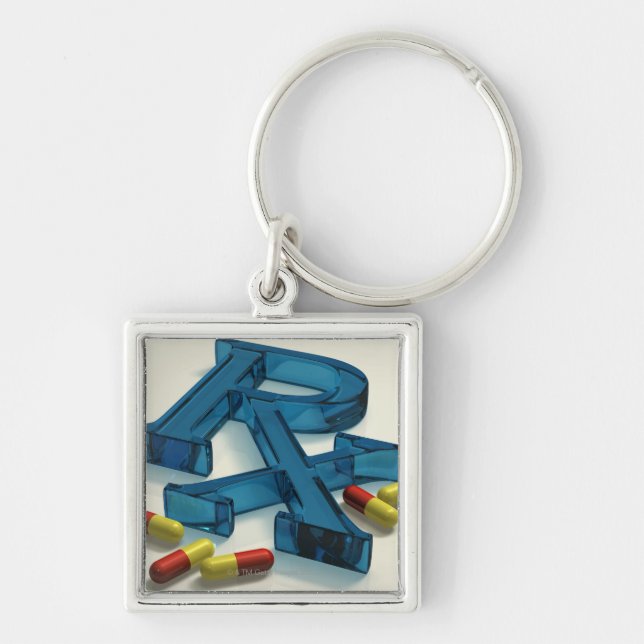 Porte-clés symbole de 3D RX avec des capsules (Devant)