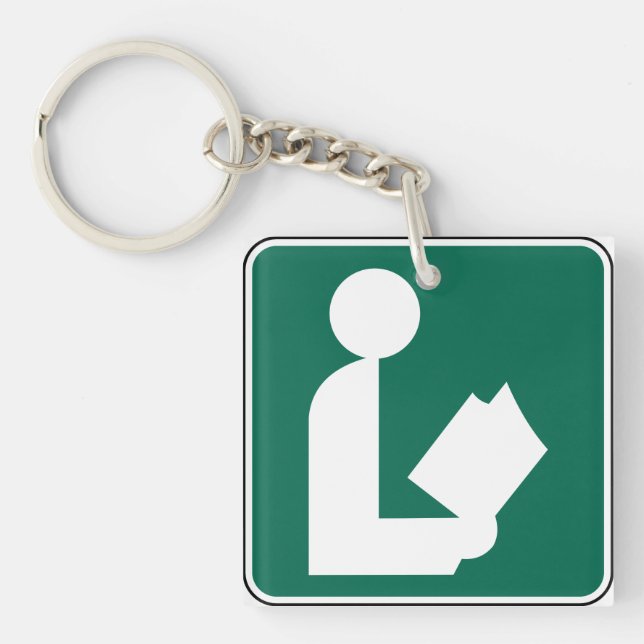 Porte-clés Symbole de bibliothèque - Panneau côté route (Devant)