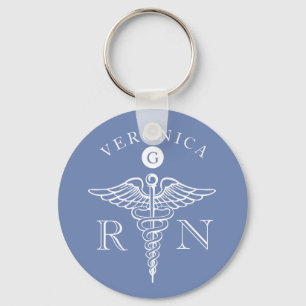 Porte-clés Symbole de Caduceus Médicale Nurse Monogramme