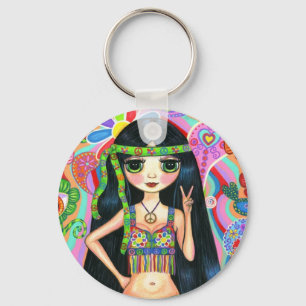 Porte-clés SYMBOLE DE LA PAIX Porte - clé Fille Hippie