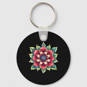 Porte-clés Symbole de lotus de yoga boho fleur mandala coloré