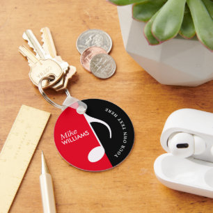 Porte-clés Symbole de musique noire rouge sur Porte - clé ave