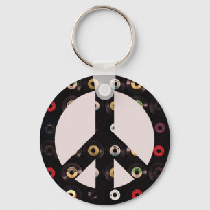 Porte-clés Symbole de paix Retro Vintage Vinyl Record