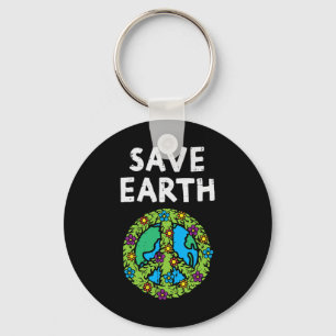 Porte-clés Symbole de paix Save Earth - Fleurs De l'environne