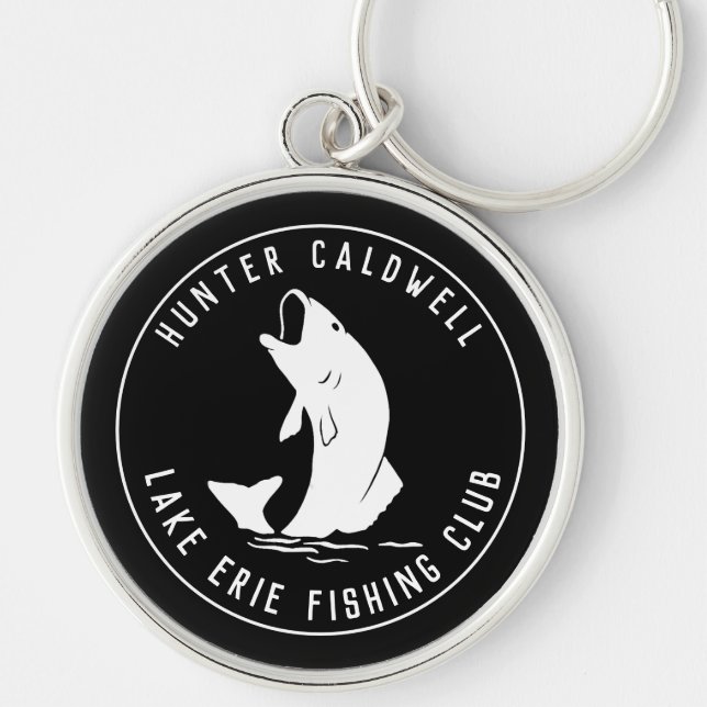 Porte-clés Symbole de pêche personnalisé noir (Devant)