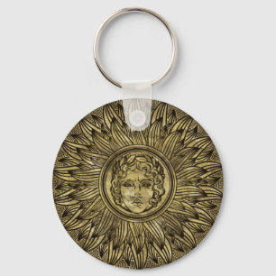Porte-clés Symbole Dieu Soleil Apollo Texture dorée