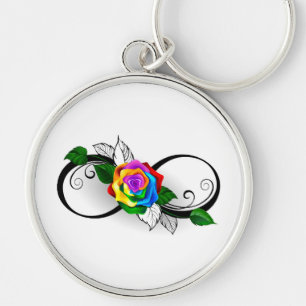 Porte-clés Symbole d'infini avec Rose arc-en-ciel