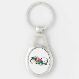 Porte-clés Symbole d'infini avec Rose arc-en-ciel