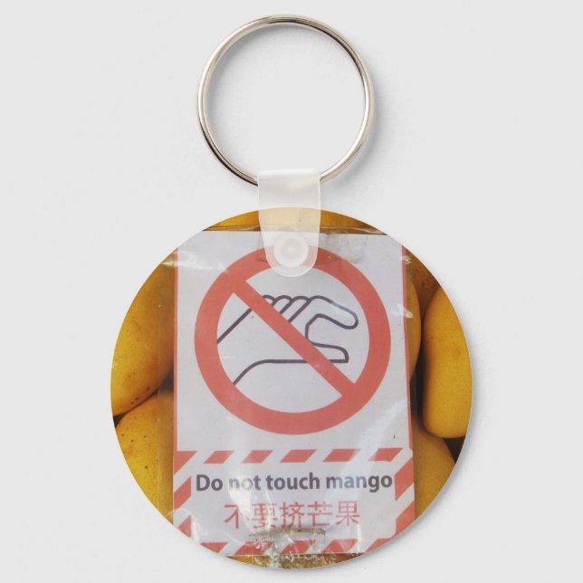 Porte-clés Symbole drôle 'Ne touche pas la mangue' (Recto)