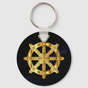 Porte-clés Symbole du dharma d'or Bouddhisme et hindouisme