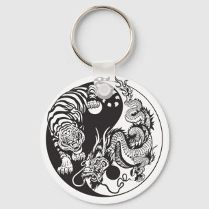 Porte-clés symbole du dragon et du tigre yin yang porte - clé
