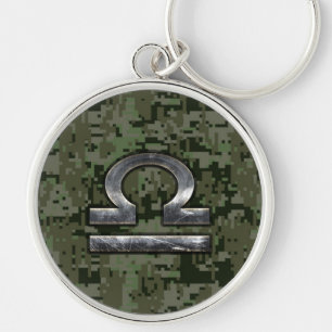 Porte-clés Symbole du Zodiaque de la Libra sur camo numérique