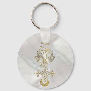 Porte-clés Symbole en pastel d'Unalome Lotus de perle