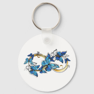 Porte-clés Symbole infini de papillons Morpho bleus