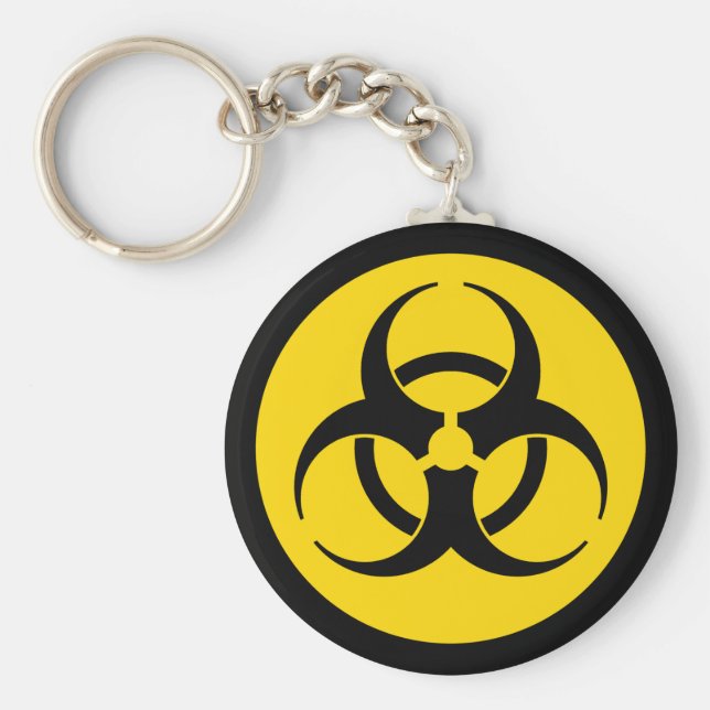 Porte-clés Symbole jaune du risque biologique (Devant)