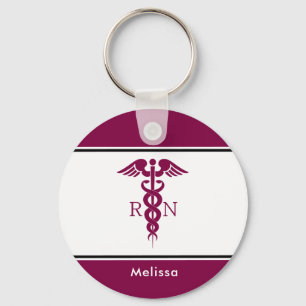 Porte-clés Symbole Médicale simple Red Caduceus Nurse