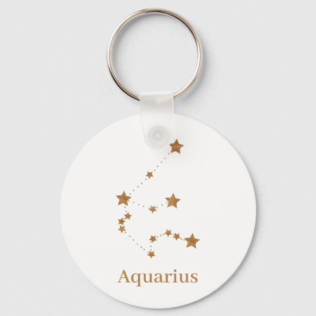 Porte-clés Symbole moderne Zodiac Gold Aquarius | Air de l'él (Recto)