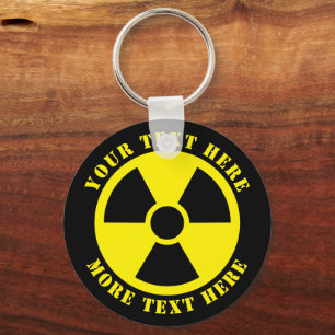 Porte-clés Symbole nucléaire radioactif noir et jaune nuage