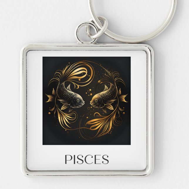 Porte-clés Symbole Porte - clé noir et or Zodiac Pisces Cadea (Devant)