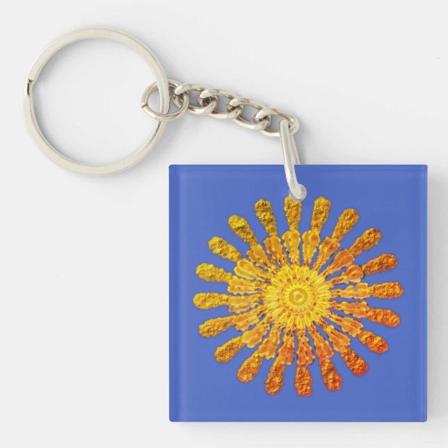 Porte-clés Symbole solaire doré décoratif (Devant)