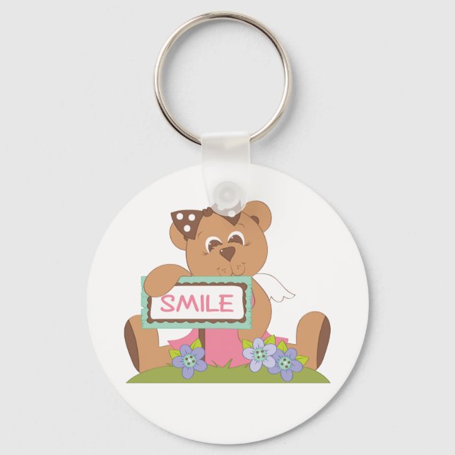 Porte-clés Symbole Teddy Bear with Bow Holding Smile (Recto)
