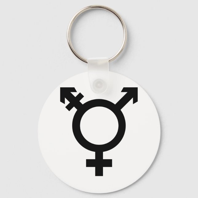 Porte-clés Symbole transgenre noir (Recto)