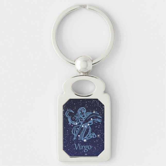 Porte-clés Symbole Virgo Constellation & Zodiac avec étoiles (Devant)