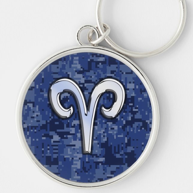 Porte-clés Symbole Zodiaque de Aries moderne Marine Camo numé (Devant)
