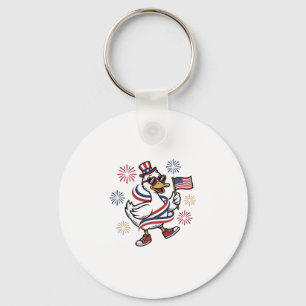 Porte-clés T-shirt avec dessin de canard patriotique gravure 