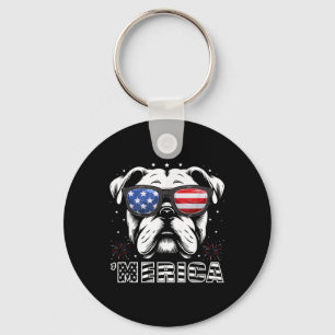 Porte-clés T-shirt Bulldog 4 juillet Merica patriotique pour