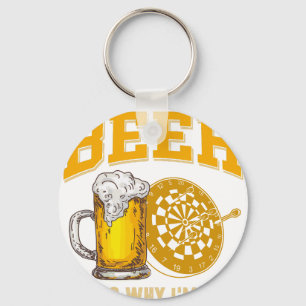 Porte-clés T-Shirt Darts Bière Drôle pour Joueur de Fléchette