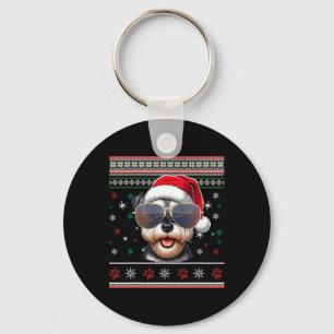 Porte-clés T-shirt de Noël Ugly Sweater Santa Schnauzer nain