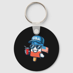 Porte-clés T-shirt drôle de Popsicle 4 juillet Patriotique Am
