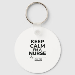 Porte-clés T-shirt drôle d'infirmière Keep Calm gravure vinta