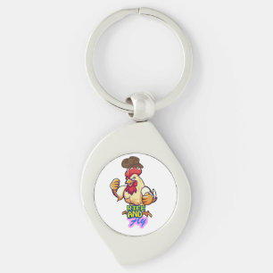 Porte-clés T-Shirt "Funny Chicken Rise and Fly”