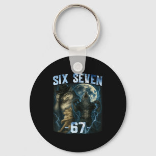Porte-clés T-shirt graphique drôle 67 Alpha Wolf Six Sept Hum