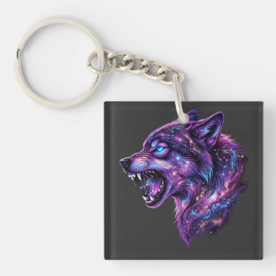 Porte-clés T-Shirt Graphique Loup Hurlant Galaxie Cosmique Cé