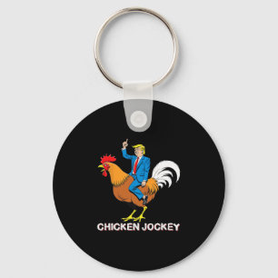 Porte-clés T-shirt humour surréaliste drôle de coq jockey Tru