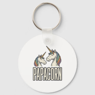 Porte-clés T-Shirt Papa Corn Licorne Papa Gravure Vintage Des