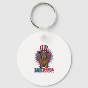 Porte-clés T-shirt vintage pour chien teckel patriotique Meri