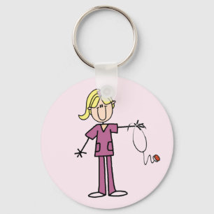 Porte-clés T-shirts Blond Female Stick Figure Nurse