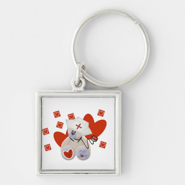 Porte-clés T-shirts et cadeaux d'amour d'infirmière d'ours de (Devant)