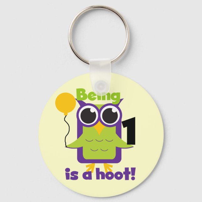 Porte-clés T-shirts et cadeaux d'anniversaire de Hoot Owl 1er (Recto)