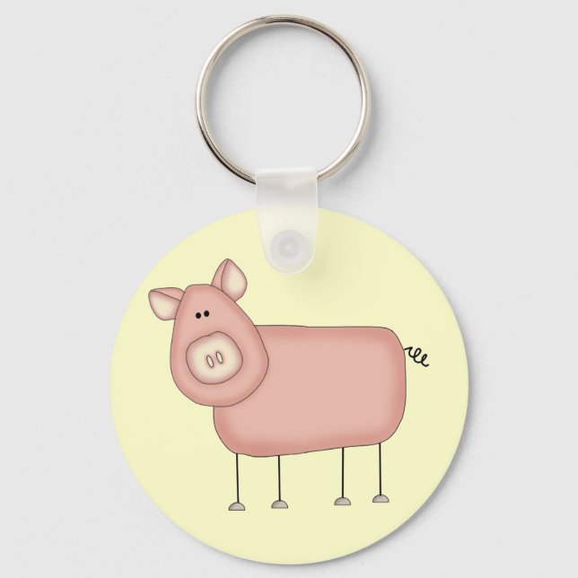 Porte-clés T-shirts et cadeaux de cochon rose (Recto)