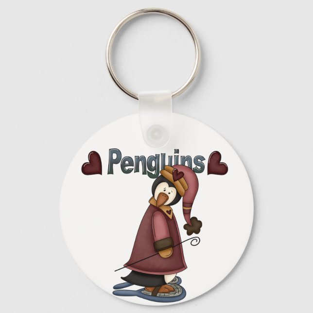 Porte-clés T-shirts et cadeaux Penguin en raquettes (Recto)
